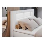 Łóżko kontynentalne GOLD 5 120x200 - H4 - biały, ekoskóra