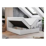 Łóżko kontynentalne GOLD 5 140x200 - H4 - biały, ekoskóra