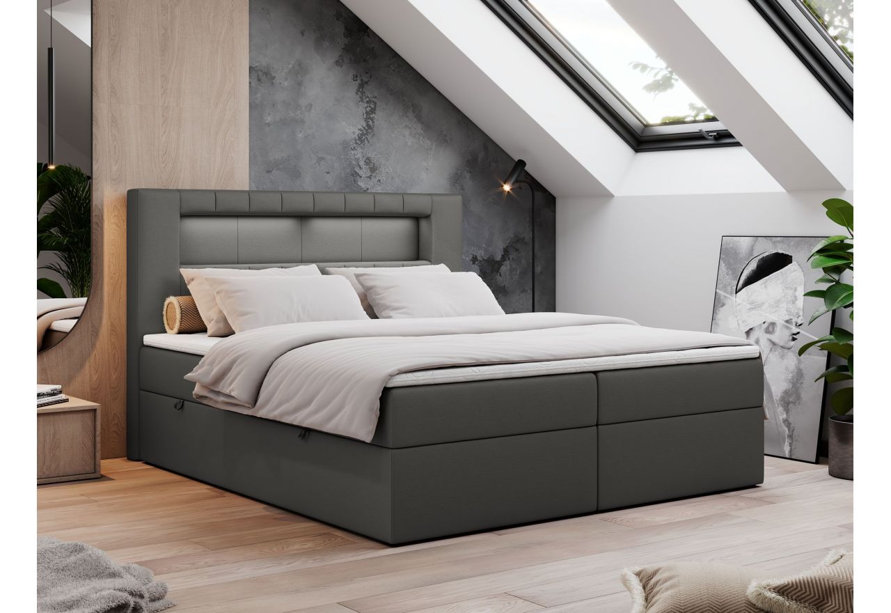 Łóżko kontynentalne GOLD 5 120x200 - H3 - ciemnoszary, ekoskóra