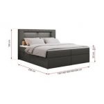 Łóżko kontynentalne GOLD 5 120x200 - H3 - ciemnoszary, ekoskóra