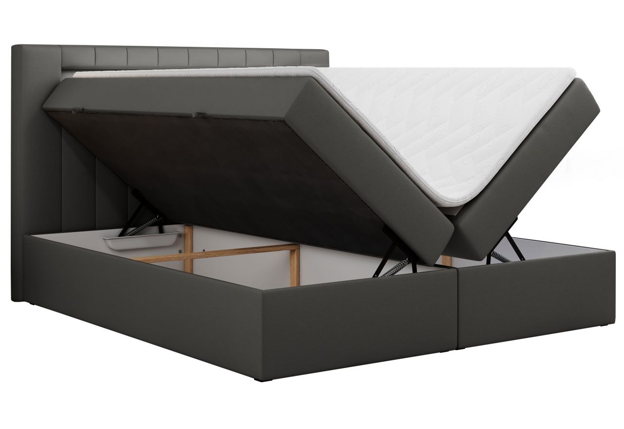 Łóżko kontynentalne GOLD 5 140x200 - H3 - ciemnoszary, ekoskóra