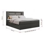 Łóżko kontynentalne GOLD 5 160x200 - H3 - ciemnoszary, ekoskóra