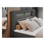 Łóżko kontynentalne GOLD 5 160x200 - H4 - ciemnoszary, ekoskóra