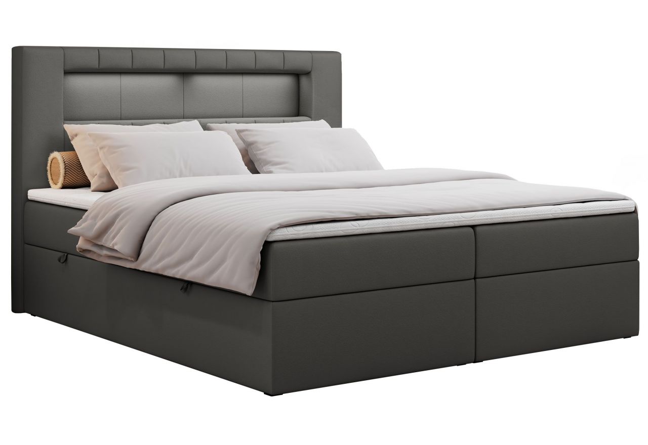 Łóżko kontynentalne GOLD 5 180x200 - H4 - ciemnoszary, ekoskóra