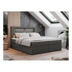 Łóżko kontynentalne GOLD 5 200x200 - H4 - ciemnoszary, ekoskóra