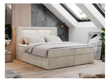 Łóżko kontynentalne GOLD 5 120x200 - H3 - beżowy, welwet