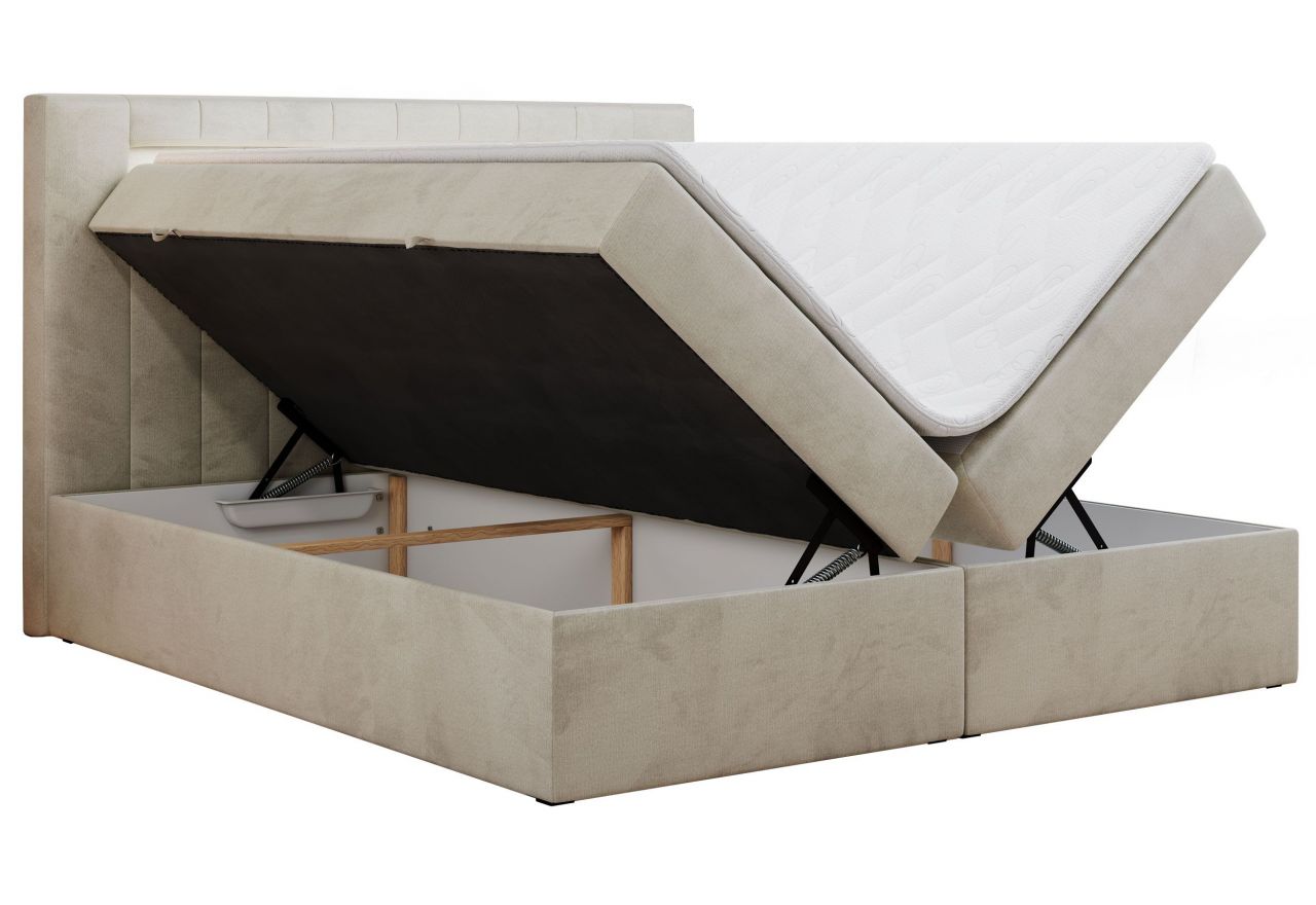 Łóżko kontynentalne GOLD 5 160x200 - H3 - beżowy, welwet