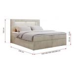 Łóżko kontynentalne GOLD 5 180x200 - H3 - beżowy, welwet