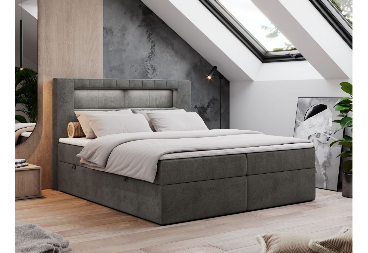 Łóżko kontynentalne GOLD 5 120x200 - H3 - ciemnoszary, welwet
