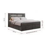 Łóżko kontynentalne GOLD 5 120x200 - H3 - ciemnoszary, welwet