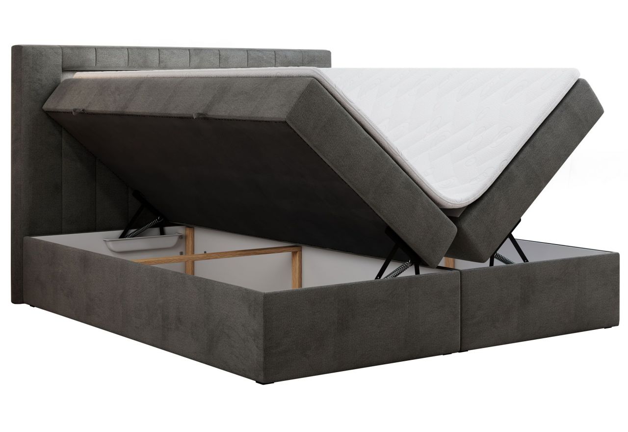 Łóżko kontynentalne GOLD 5 160x200 - H3 - ciemnoszary, welwet