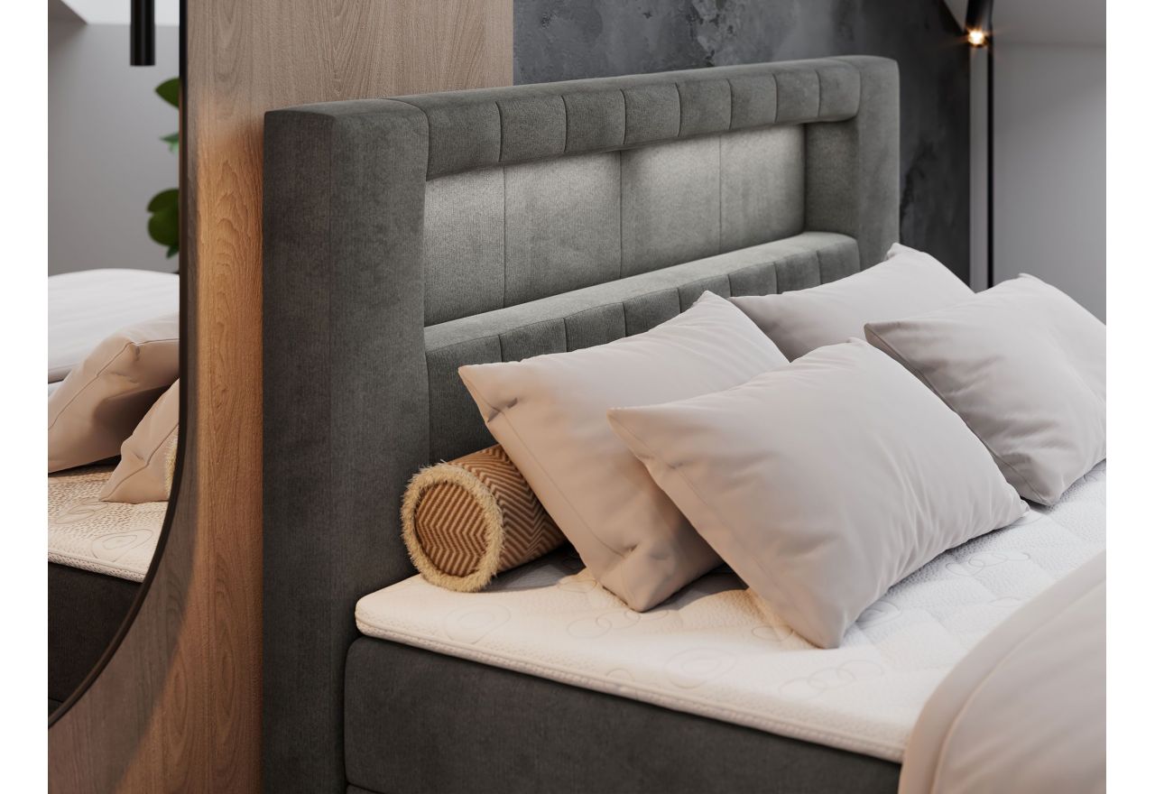 Łóżko kontynentalne GOLD 5 180x200 - H3 - ciemnoszary, welwet