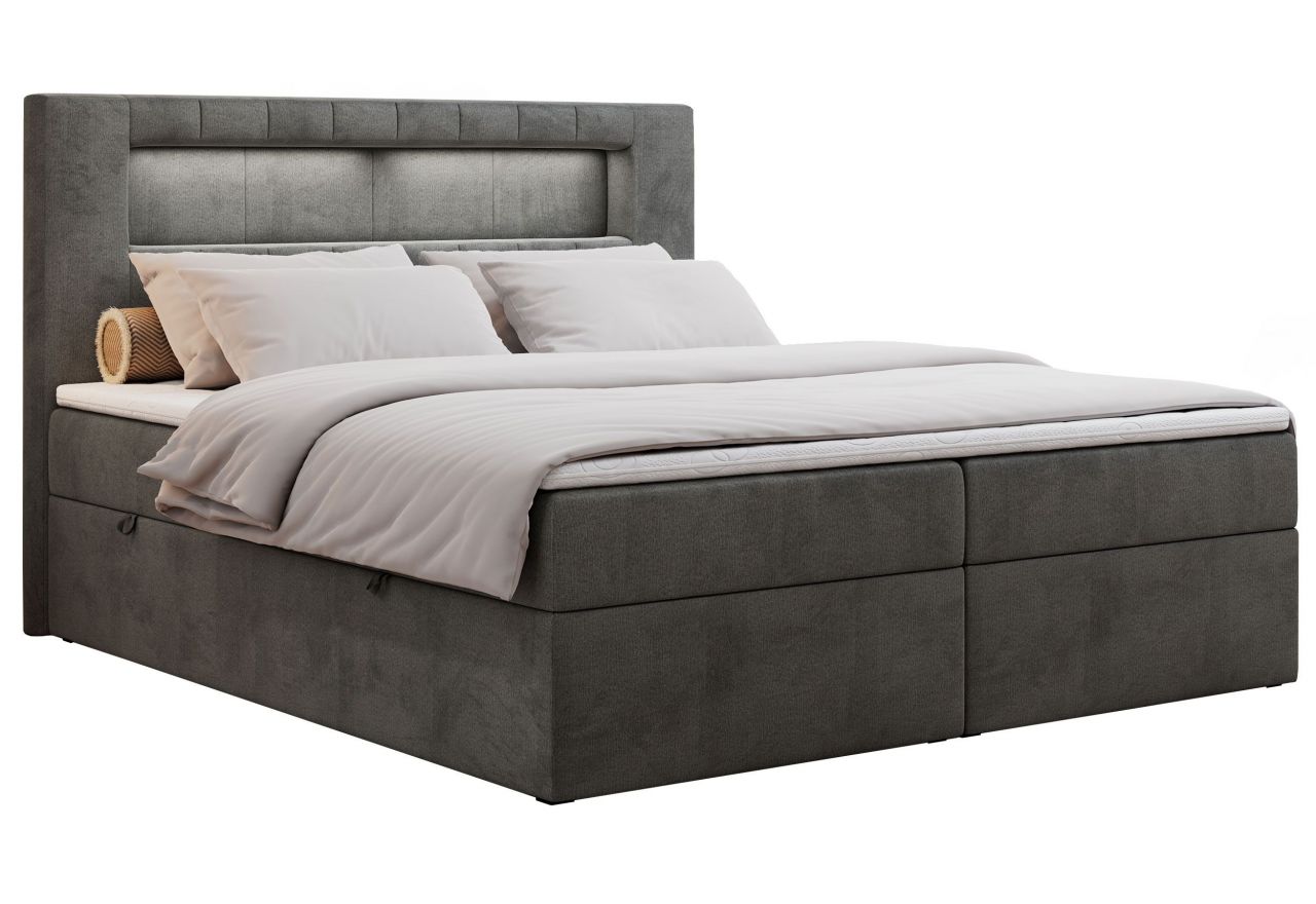 Łóżko kontynentalne GOLD 5 180x200 - H3 - ciemnoszary, welwet