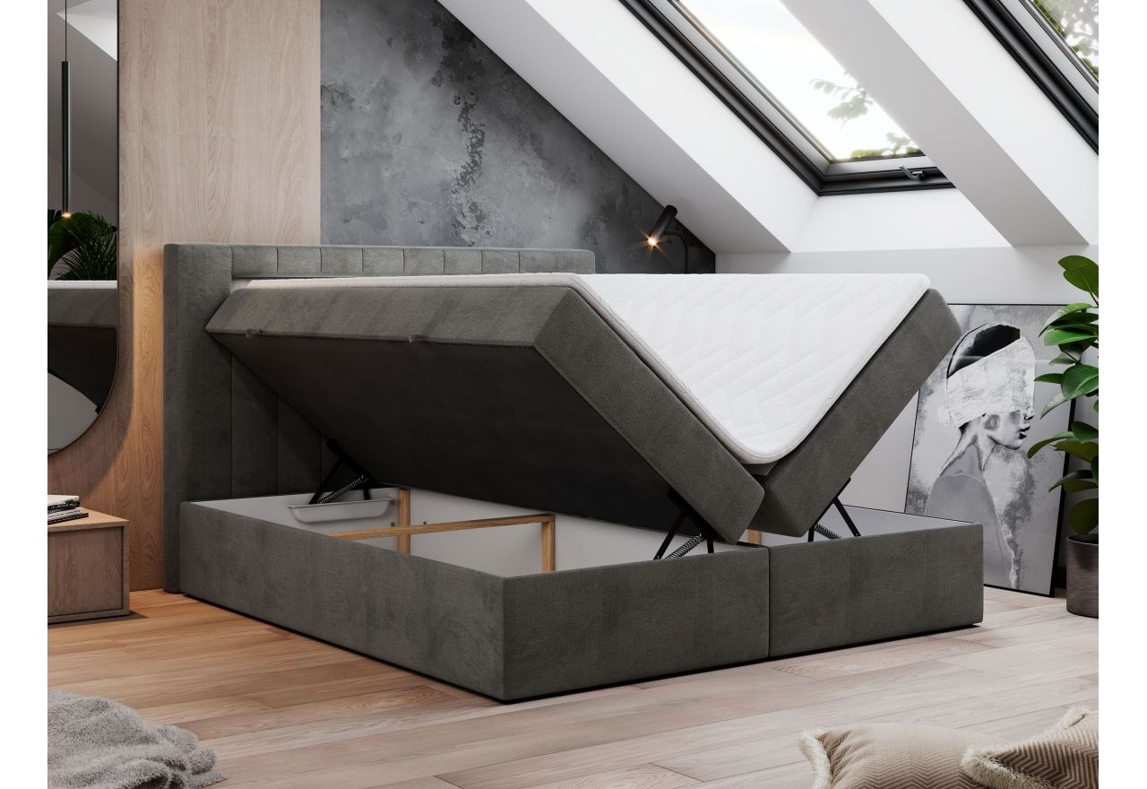 Łóżko kontynentalne GOLD 5 120x200 - H4 - ciemnoszary, welwet