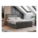 Łóżko kontynentalne GOLD 5 160x200 - H4 - ciemnoszary, welwet