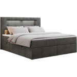 Łóżko kontynentalne GOLD 5 160x200 - H4 - ciemnoszary, welwet