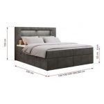 Łóżko kontynentalne GOLD 5 160x200 - H4 - ciemnoszary, welwet