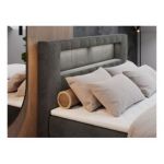 Łóżko kontynentalne GOLD 5 160x200 - H4 - ciemnoszary, welwet