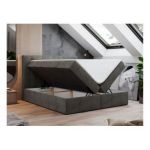 Łóżko kontynentalne GOLD 5 180x200 - H4 - ciemnoszary, welwet