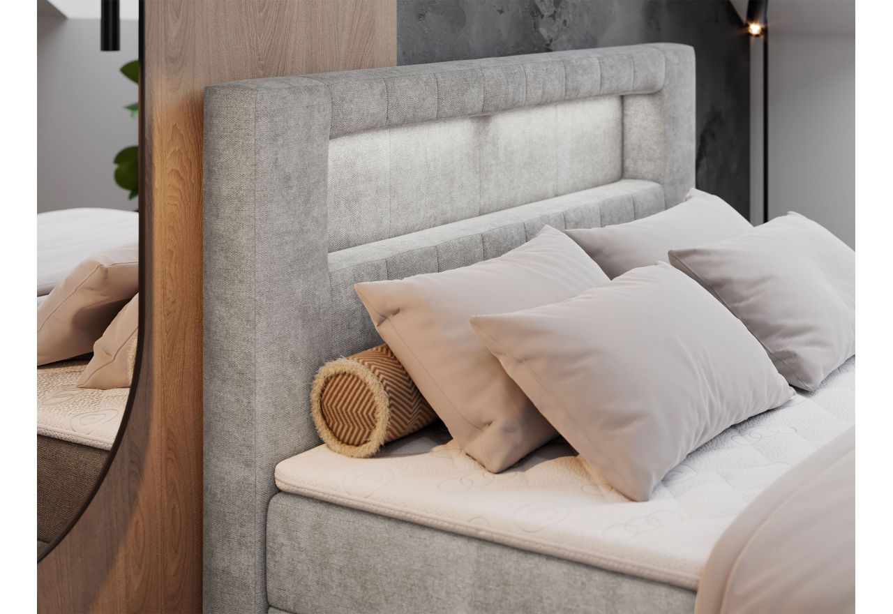 Łóżko kontynentalne GOLD 5 120x200 - H3 - jasnoszary, struktura