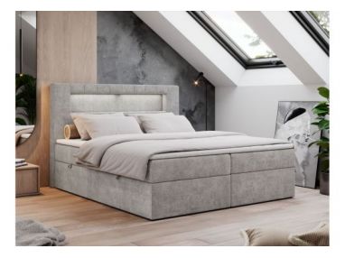 Łóżko kontynentalne GOLD 5 160x200 - H3 - jasnoszary, struktura