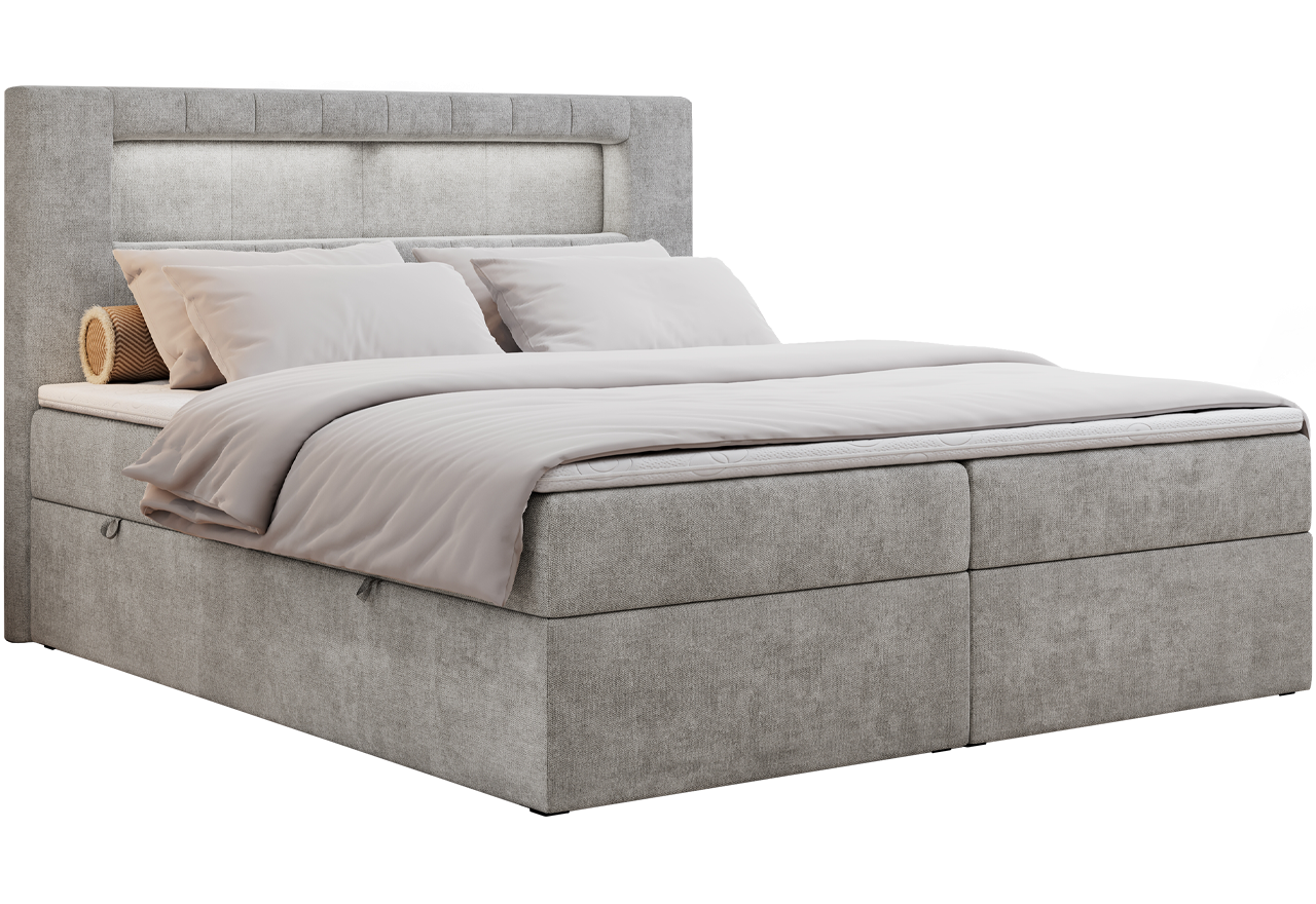 Łóżko kontynentalne GOLD 5 160x200 - H3 - jasnoszary, struktura