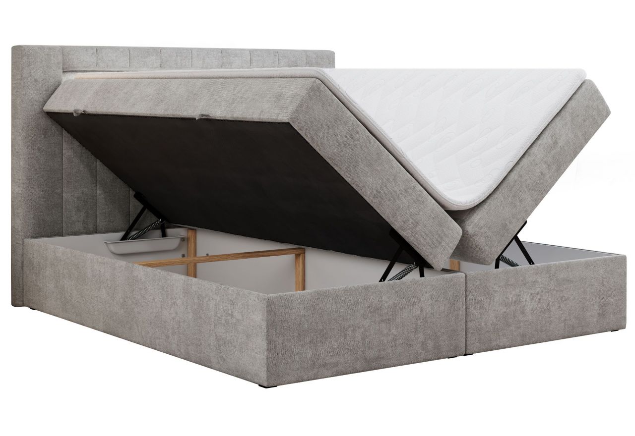 Łóżko kontynentalne GOLD 5 180x200 - H3 - jasnoszary, struktura