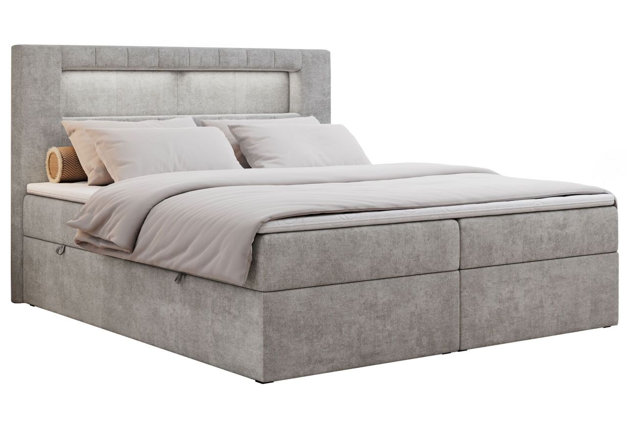 Łóżko kontynentalne GOLD 5 180x200 - H4 - jasnoszary, struktura