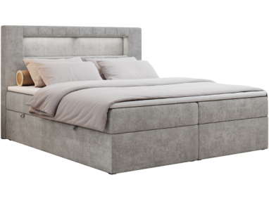 Łóżko kontynentalne GOLD 5 200x200 - H4 - jasnoszary, struktura