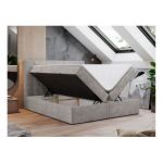 Łóżko kontynentalne GOLD 5 200x200 - H4 - jasnoszary, struktura