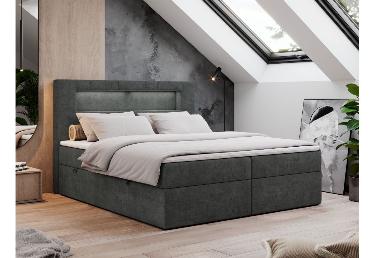 Łóżko kontynentalne GOLD 5 160x200 - H3 - ciemnoszary, struktura