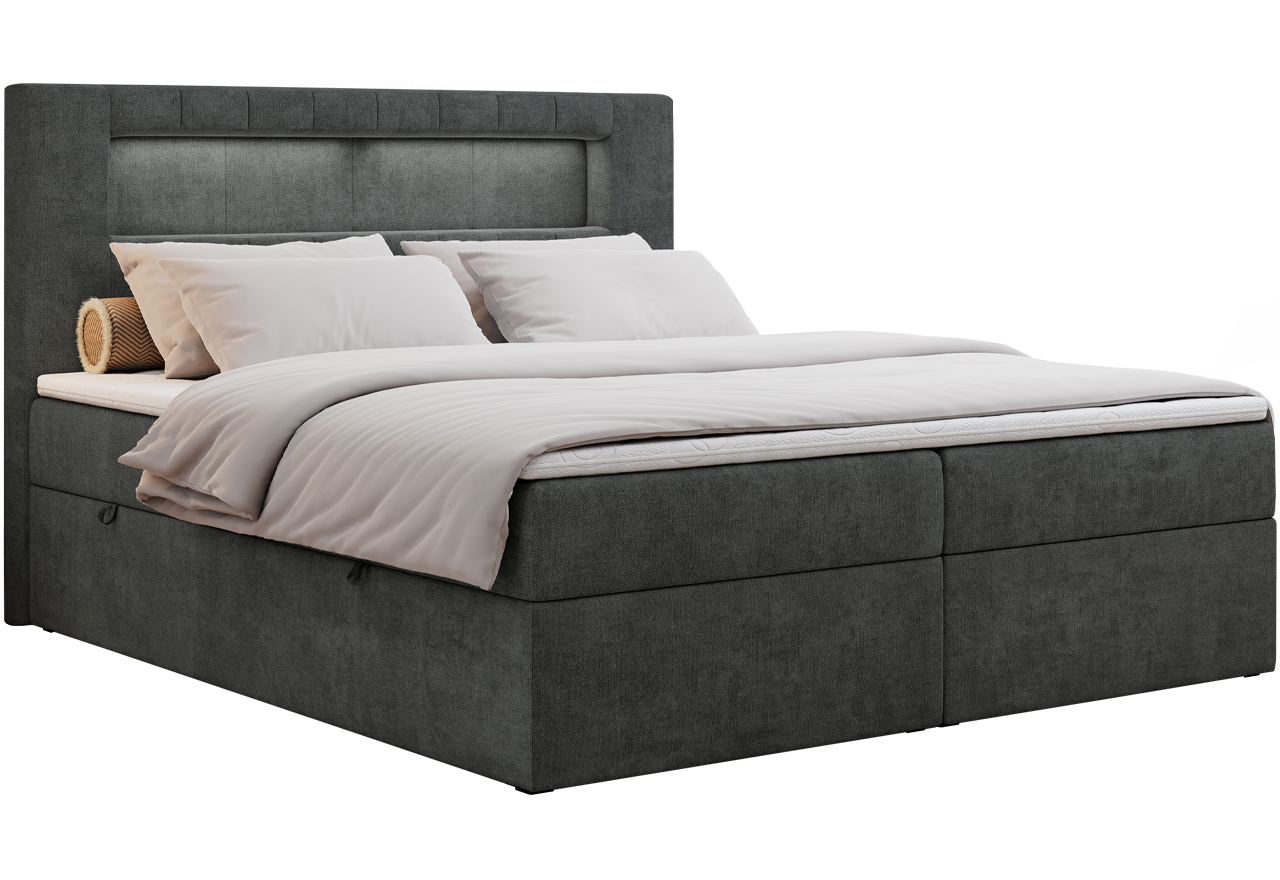 Łóżko kontynentalne GOLD 5 160x200 - H3 - ciemnoszary, struktura