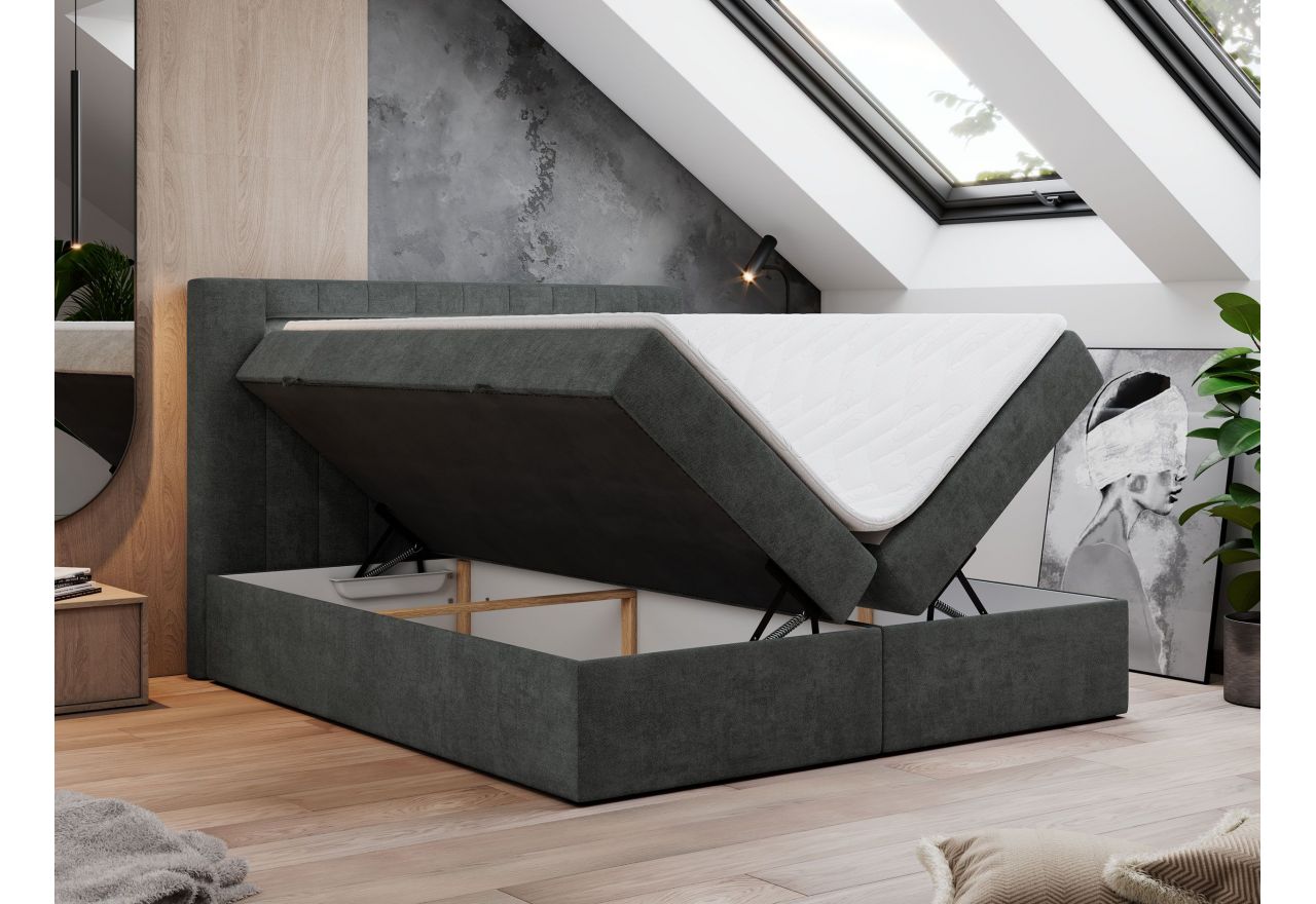 Łóżko kontynentalne GOLD 5 200x200 - H3 - ciemnoszary, struktura