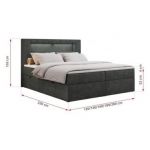 Łóżko kontynentalne GOLD 5 180x200 - H4 - ciemnoszary, struktura