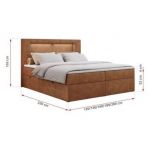 Łóżko kontynentalne GOLD 5 200x200 - H3 - pomarańczowy, struktura