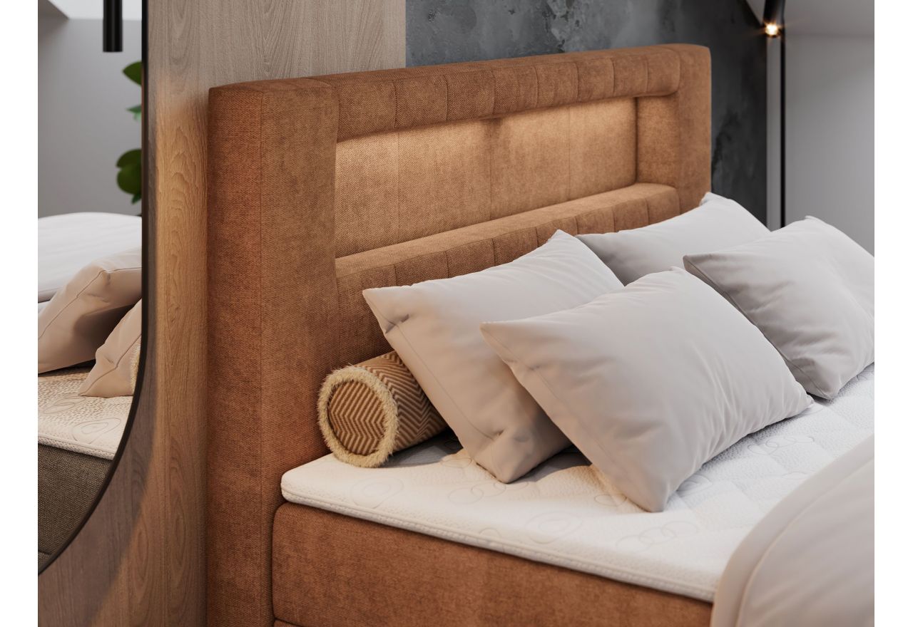 Łóżko kontynentalne GOLD 5 200x200 - H3 - pomarańczowy, struktura