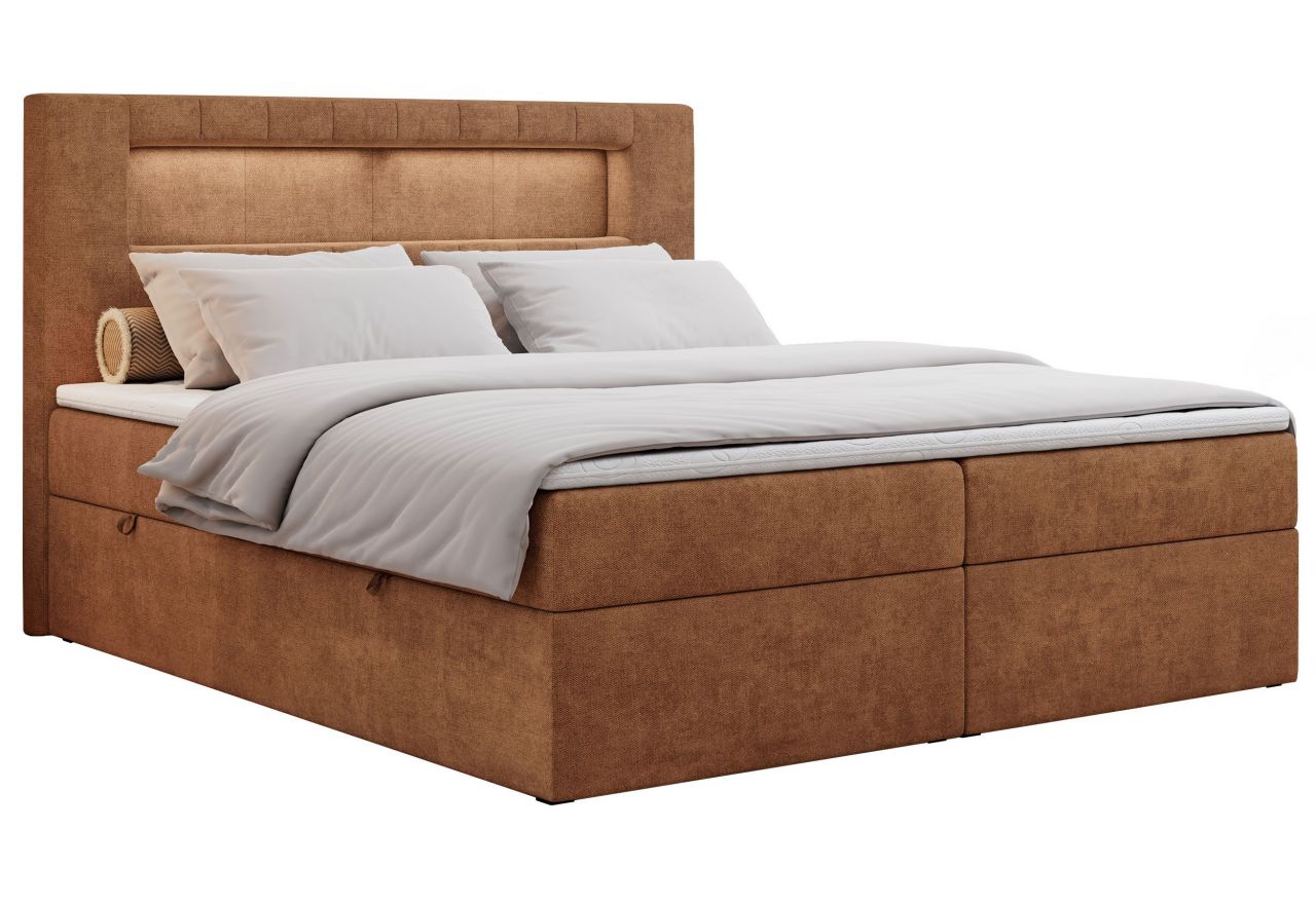 Łóżko kontynentalne GOLD 5 120x200 - H4 - pomarańczowy, struktura