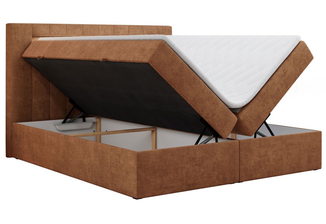 Łóżko kontynentalne GOLD 5 160x200 - H4 - pomarańczowy, struktura