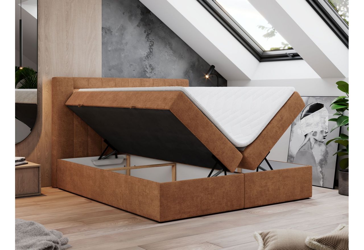 Łóżko kontynentalne GOLD 5 180x200 - H4 - pomarańczowy, struktura