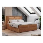 Łóżko kontynentalne GOLD 5 200x200 - H4 - pomarańczowy, struktura