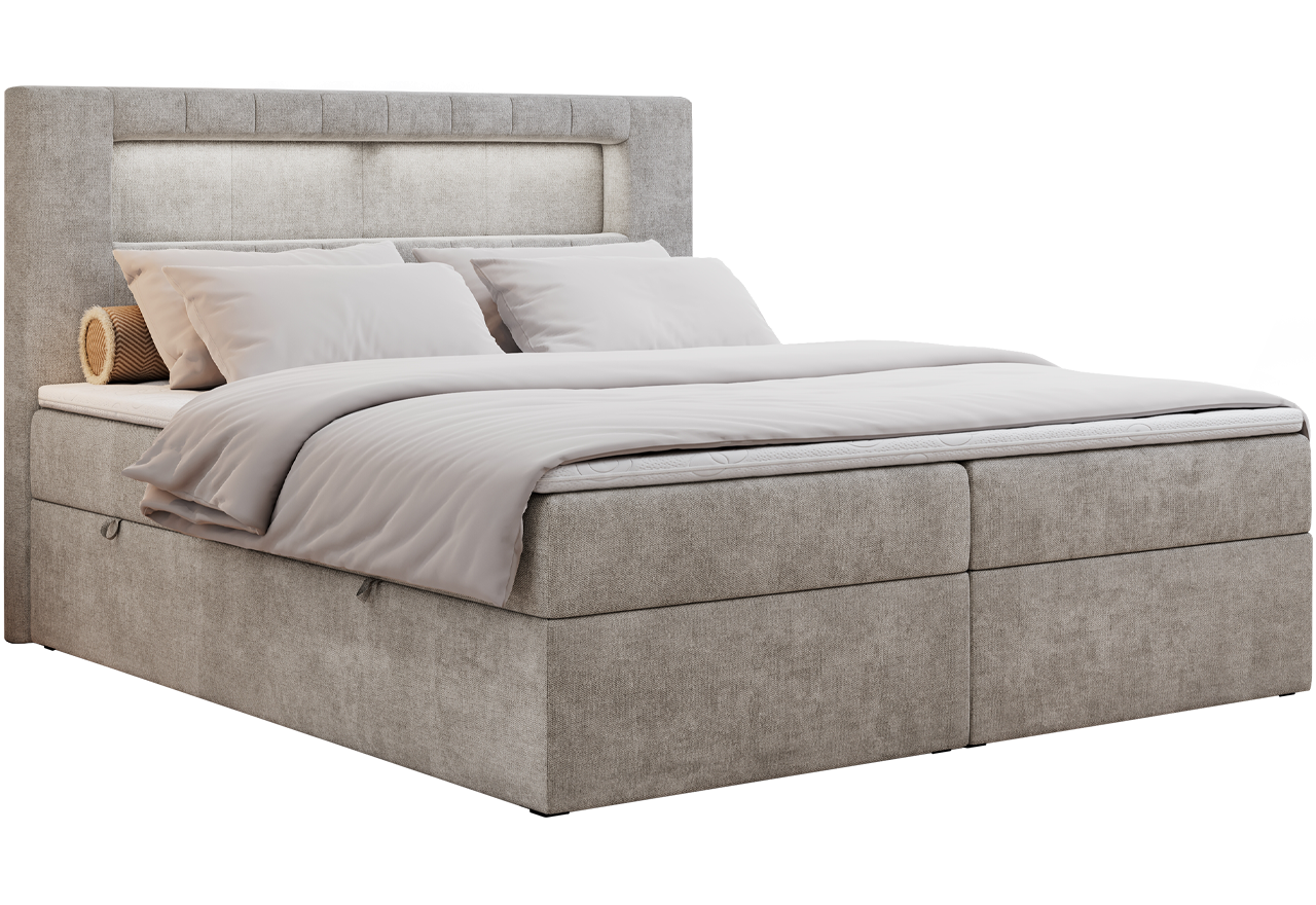 Łóżko kontynentalne GOLD 5 200x200 - H3 - beżowy, struktura