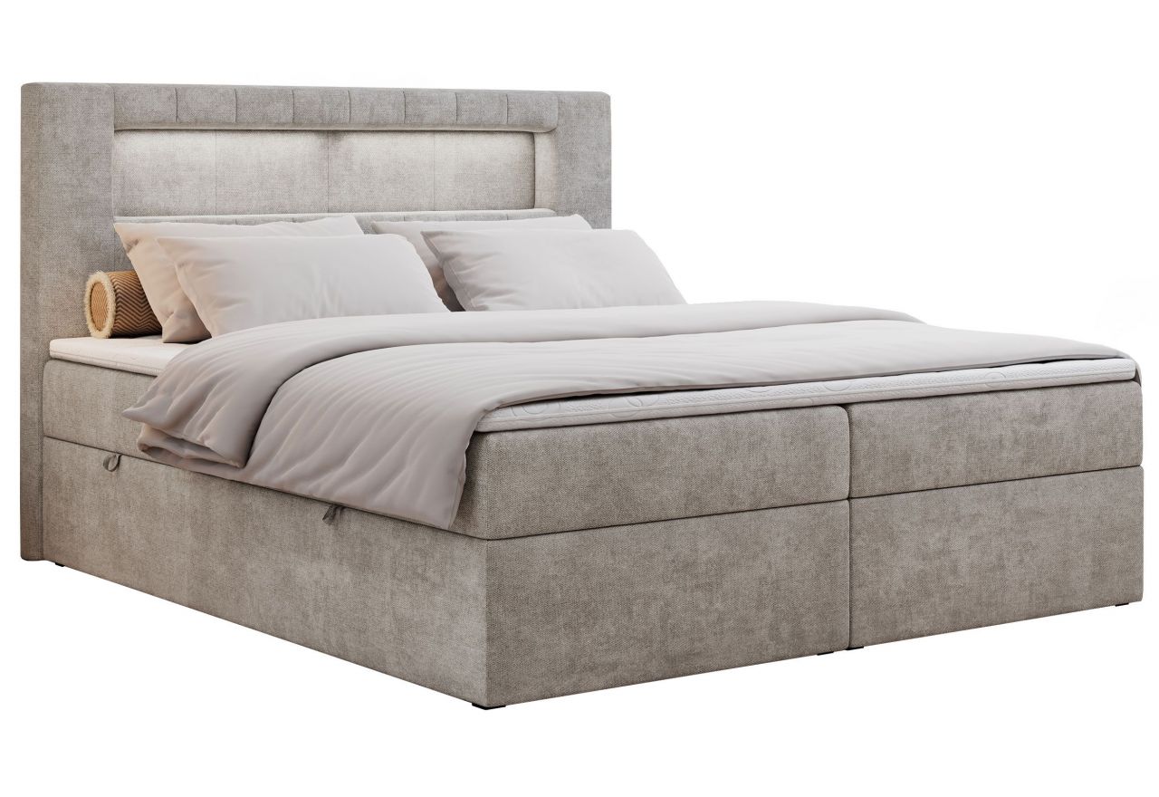 Łóżko kontynentalne GOLD 5 140x200 - H4 - beżowy, struktura