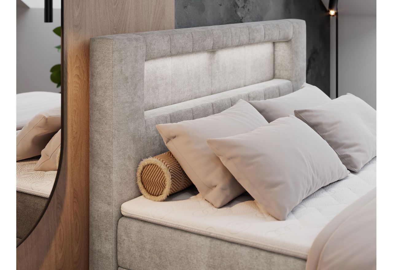 Łóżko kontynentalne GOLD 5 160x200 - H4 - beżowy, struktura