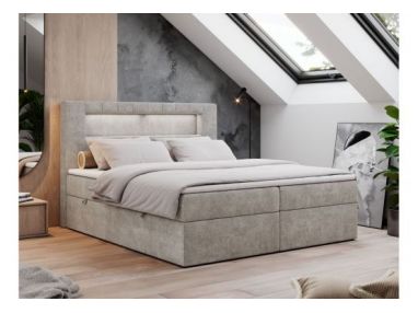 Łóżko kontynentalne GOLD 5 200x200 - H4 - beżowy, struktura