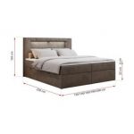 Łóżko kontynentalne GOLD 5 120x200 - H3 - brązowy, welwet