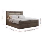 Łóżko kontynentalne GOLD 5 140x200 - H3 - brązowy, welwet