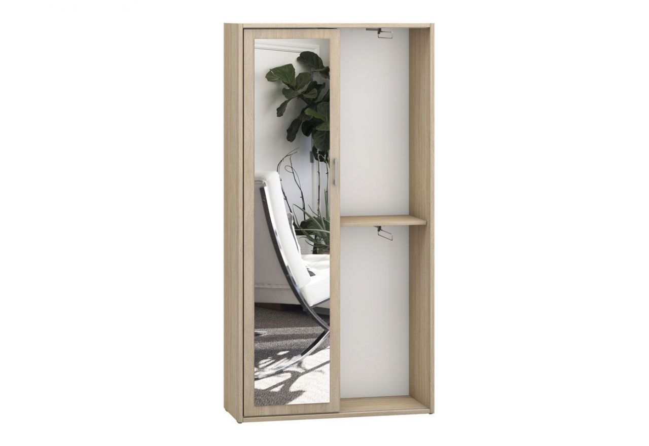 Nowoczesna garderoba z głębokimi półkami i lustrem do pokoju - MKS Dąb Sonoma, 95 cm