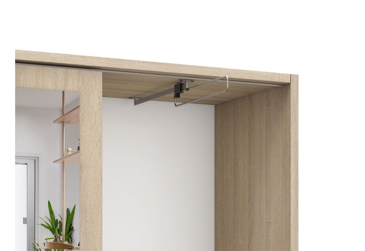 Nowoczesna garderoba z głębokimi półkami i lustrem do pokoju - MKS Dąb Sonoma, 95 cm