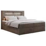 Łóżko kontynentalne GOLD 5 200x200 - H4 - brązowy, welwet