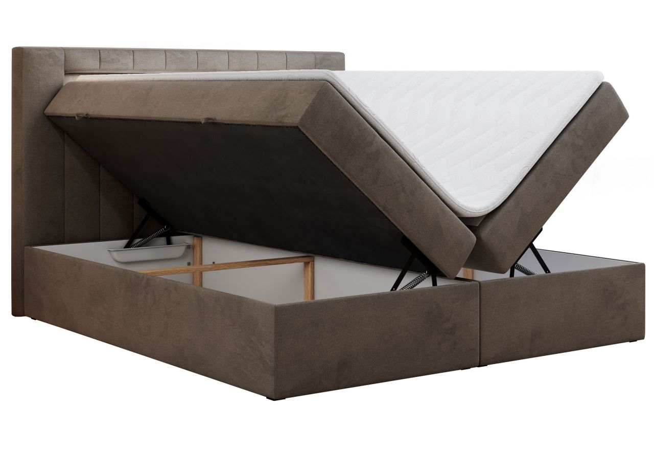 Łóżko kontynentalne GOLD 5 200x200 - H4 - brązowy, welwet